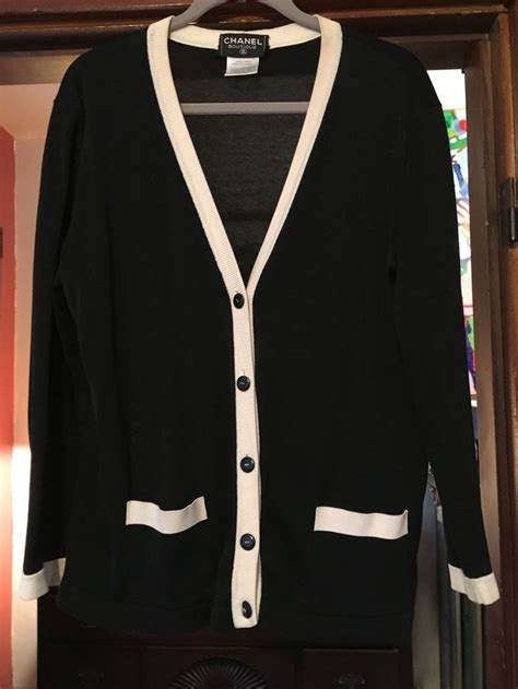 black chanel cc sweater|chanel black and white cardigans.